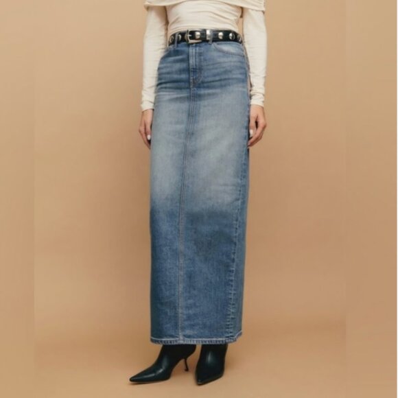NWT Reformation Daria Ultra High Rise Denim Maxi Skirt in Merritt - Picture 9 of 12